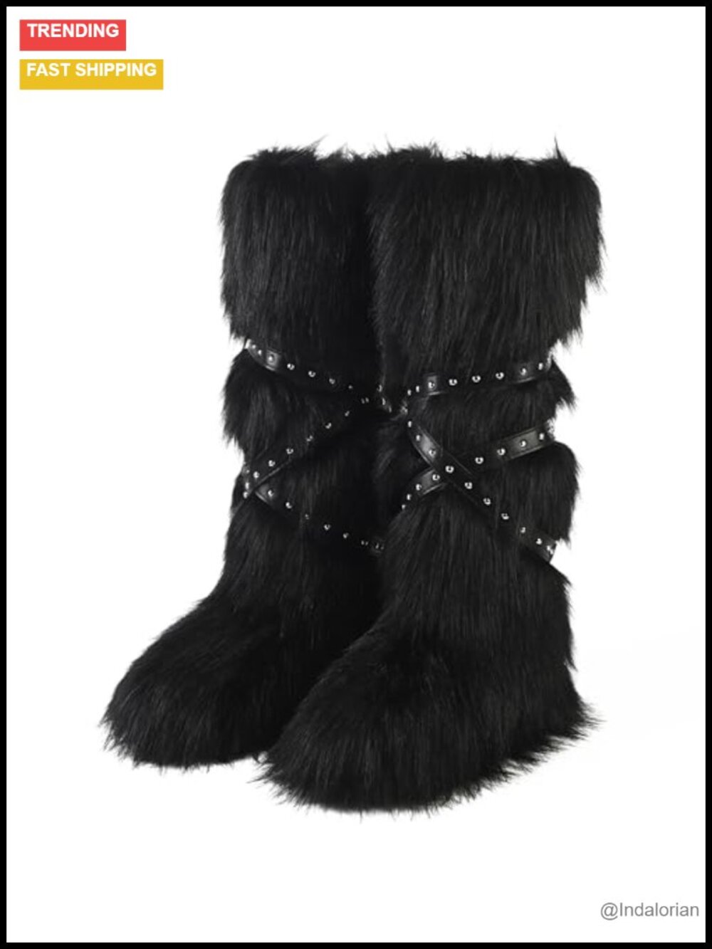 Faux Fur Knee High Boots Round Toe Pull-On Winter Snow Boots